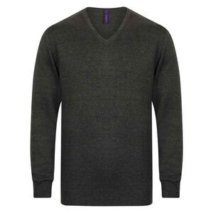 Henbury Mens Cotton Acrylic V Neck Sweatshirt / Grey Marl